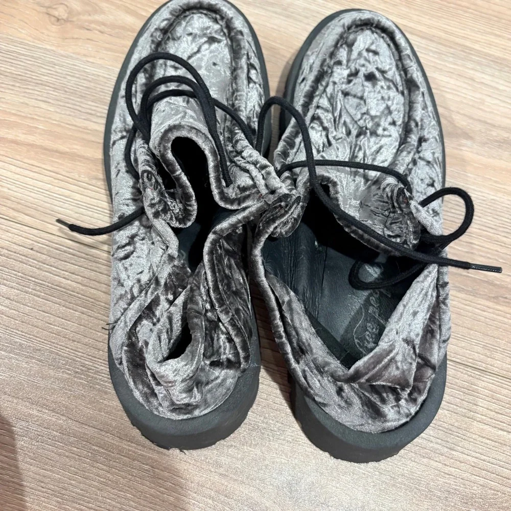 Free People Convertible Velvet Oxford Washed Shoes Women Grey 38 Platform